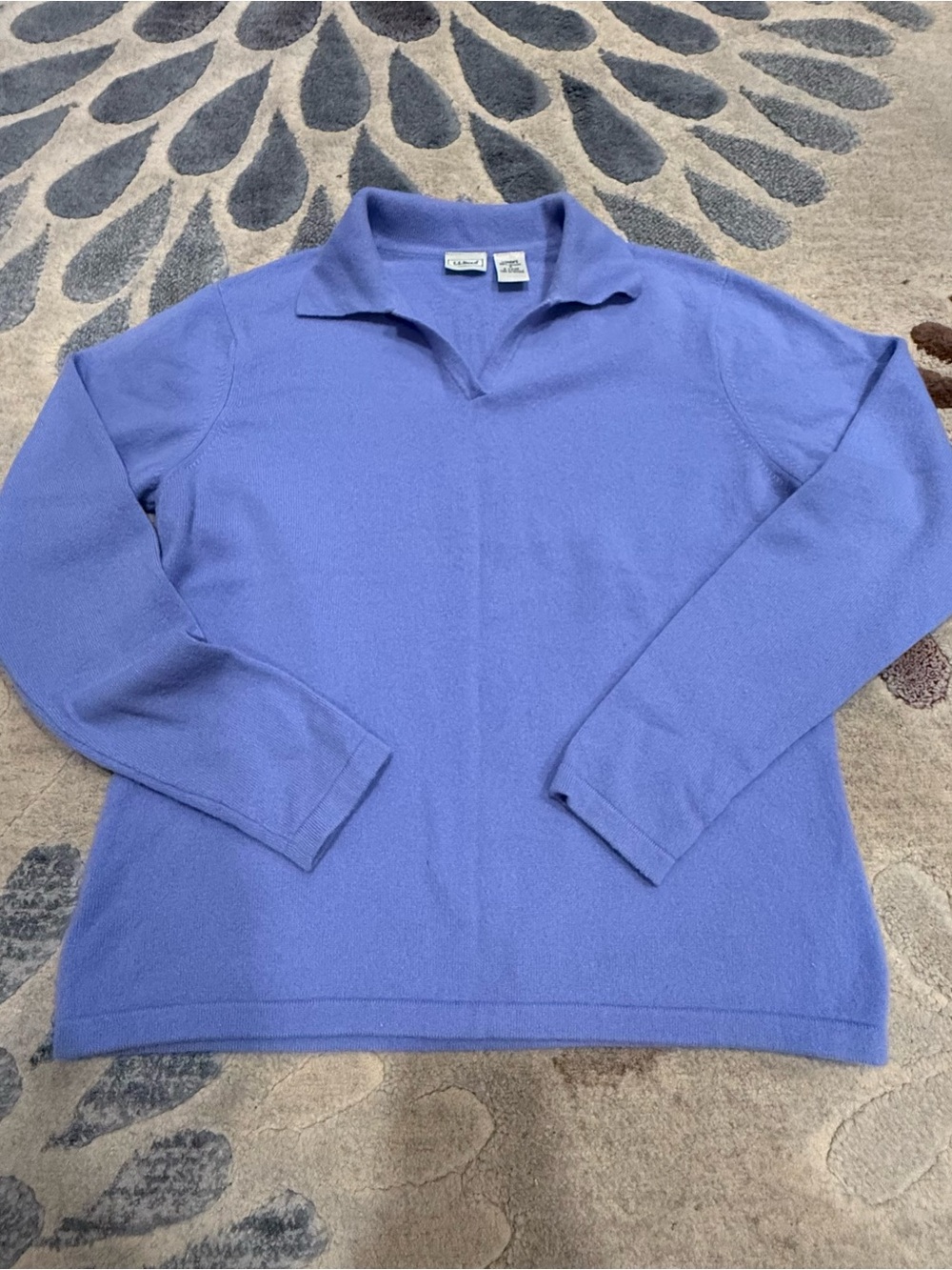 L.L.Bean Sweater Womens S Purple Solid Knit 100% Cashmere Collared Pullover LS